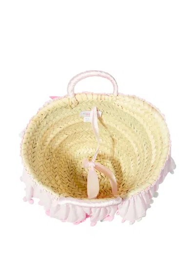 Seliniaction Ruffled Pompom Straw Bag