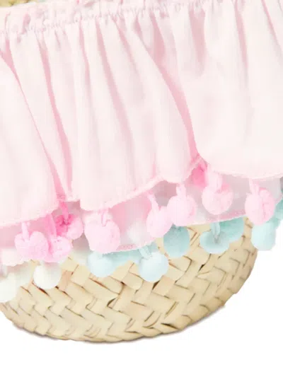 Seliniaction Ruffled Pompom Straw Bag
