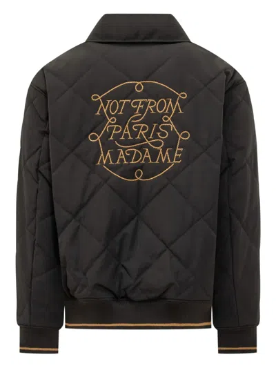 Drôle De Monsieur La Veste Slogan Tresses Quilted Woven Jacket In Black