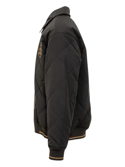 Drôle De Monsieur La Veste Slogan Tresses Quilted Woven Jacket In Black