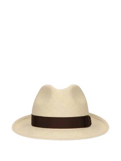 Borsalino Straw Fedora Hat In Neutral
