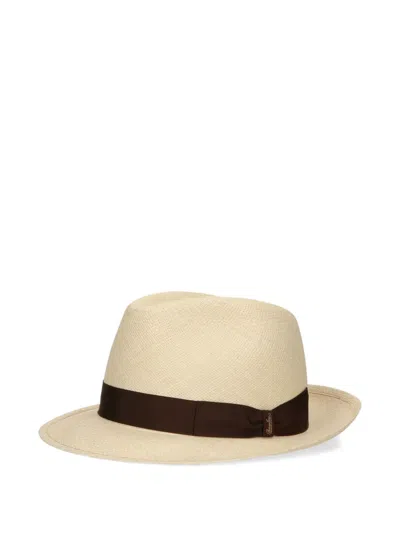 Borsalino Straw Fedora Hat In Neutral