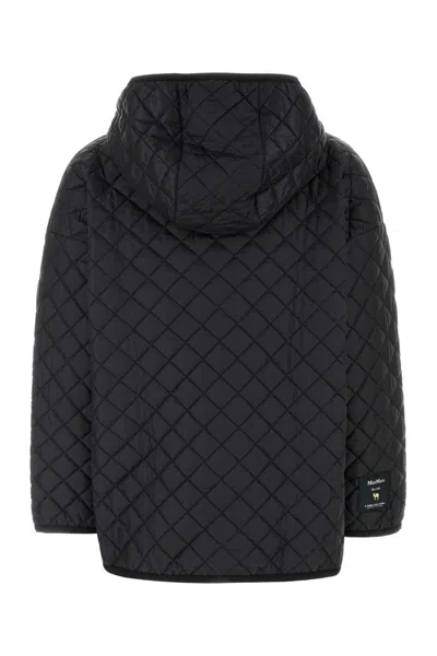 Max Mara The Cube Hooded Jacket With Quilted Pattern In Black