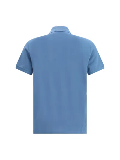 Fendi Piquet Polo Shirt With Collar And Short Sleeves In Blue