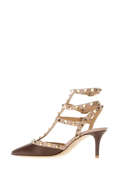 Valentino Rockstud 65 Two-tone Leather Pumps In Brown