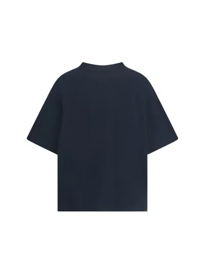 Balenciaga High-collar Black T-shirt With Logo Print In Blue