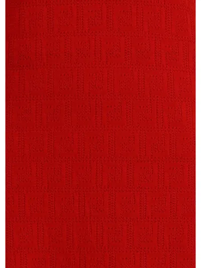 Fendi Women Knitted Midi Dress In Red