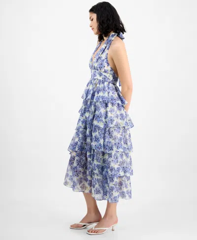 En Saison Odessa Floral Print Tiered Halter Maxi Dress In Multi