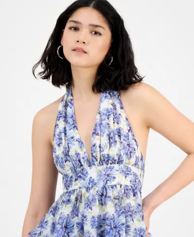En Saison Odessa Floral Print Tiered Halter Maxi Dress In Multi
