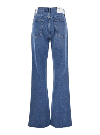 Agolde Blue Jeans With Logo Patch On The Rear And Flared Leg In Blue