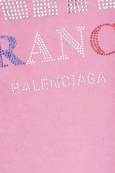 Balenciaga Paris Strass T-shirt In Pink
