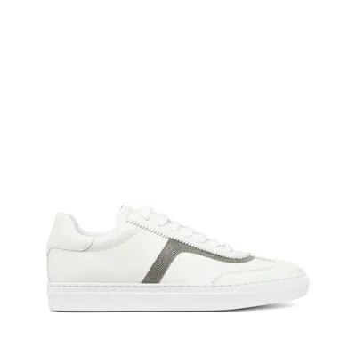 Brunello Cucinelli Women Leather Sneaker With Precious Detail In White