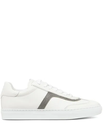 Brunello Cucinelli Women Leather Sneaker With Precious Detail In White