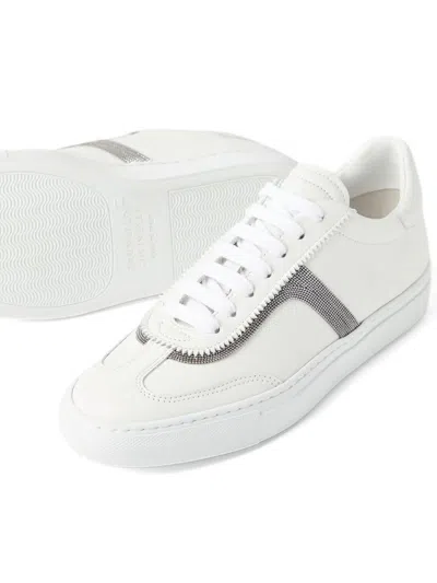 Brunello Cucinelli Women Leather Sneaker With Precious Detail In White