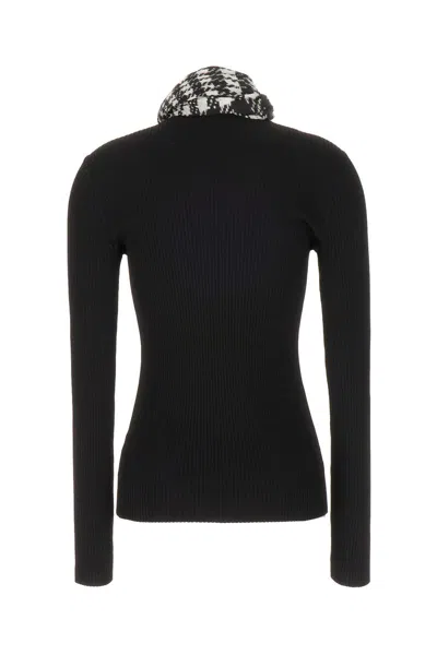 Burberry Scarf Rib Knit Sweater In Black