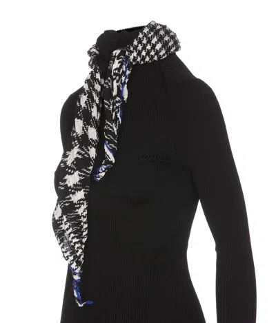 Burberry Scarf Rib Knit Sweater In Black