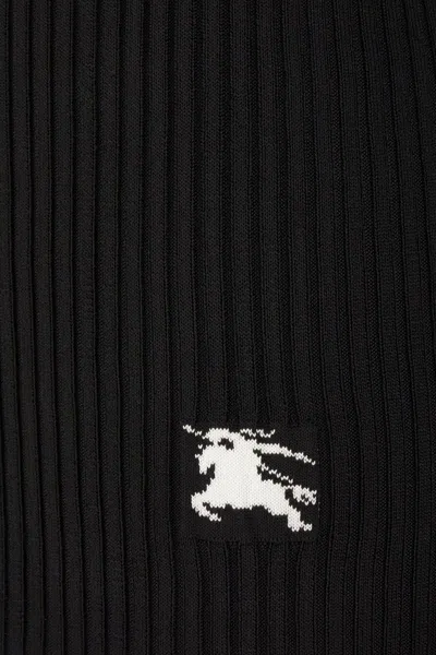 Burberry Scarf Rib Knit Sweater In Black