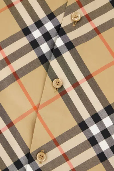 Burberry Check Cotton Shirt In Neutral