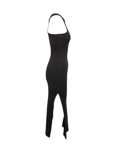 Courrèges Long Scuba Rib Dress In Black