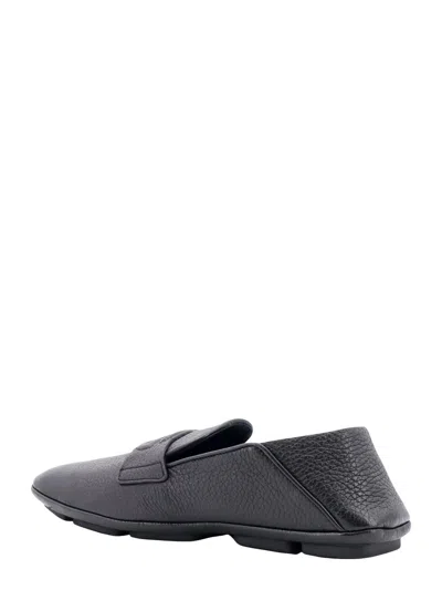 Dolce & Gabbana Leather Loafers With Round Toe And Textured Finish In Black