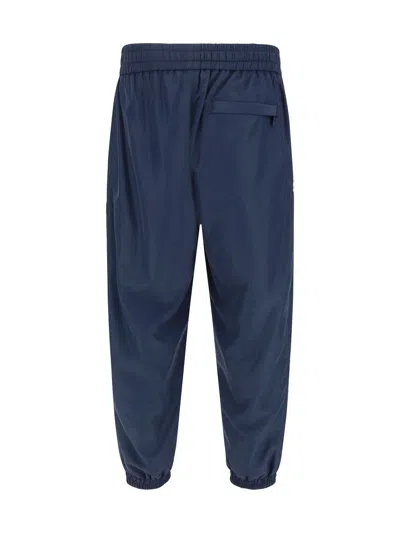 Dolce & Gabbana Ribbed Hems Jogger Style Monochrome Trousers In Blue