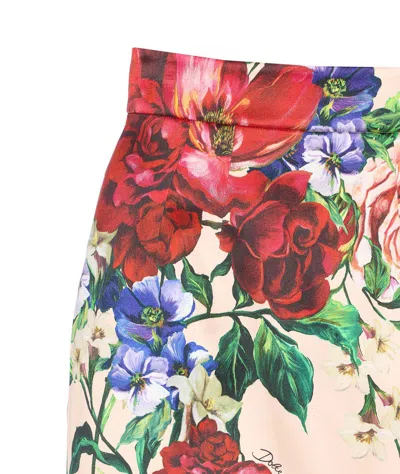 Dolce & Gabbana Printed Stretch Satin Skirt In Neutral