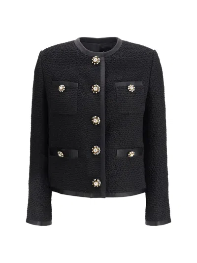 Dolce & Gabbana Jeweled Button Boucle Jacket In Blue