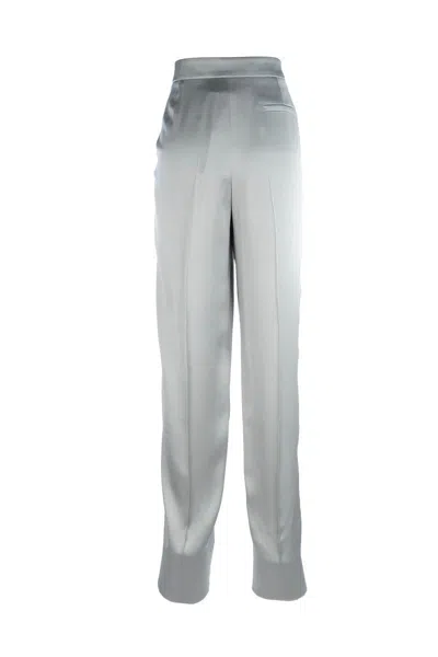Giorgio Armani Textured Viscose Tapered-leg Pleated Trousers In Gray