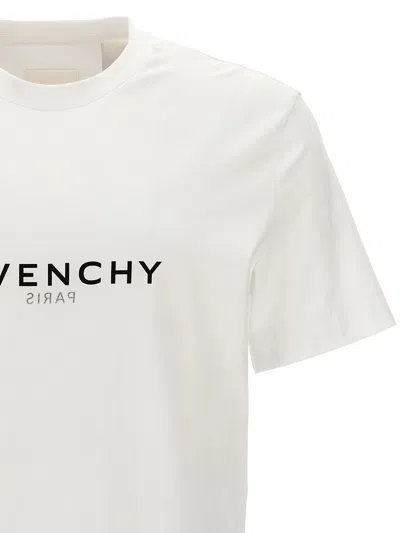 Givenchy White Crewneck T-shirt With Logo Print In Cotton Man