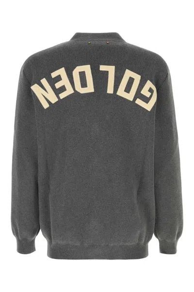 Golden Goose Micro-ribbed Cotton Cardigan In Gray