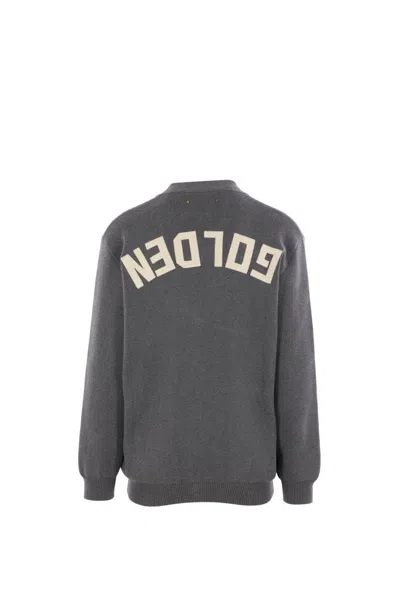 Golden Goose Micro-ribbed Cotton Cardigan In Gray