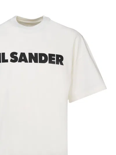 Jil Sander Logo T-shirt By . The Brand Presents A Minimalist Style That Is Appreciated Wor In Neutral
