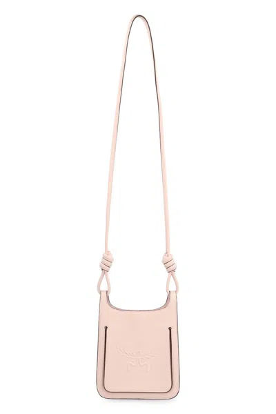 Mcm Pastel Pink Leather Mini Himmel Hobo Crossbody Bag In Neutral
