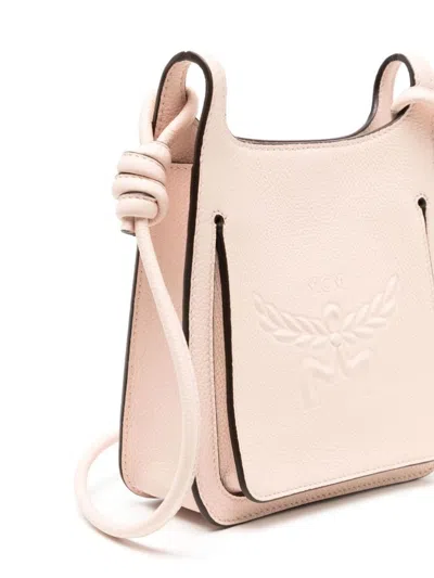 Mcm Pastel Pink Leather Mini Himmel Hobo Crossbody Bag In Neutral