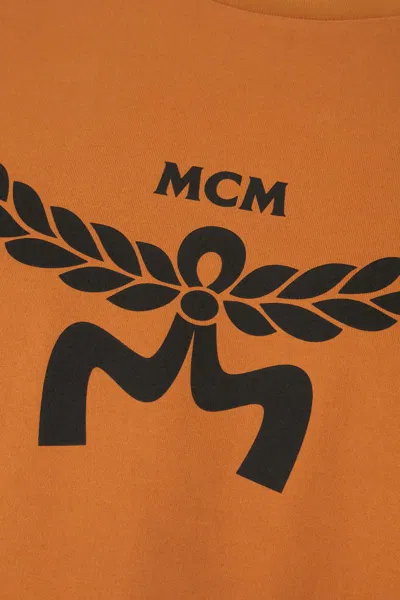 Mcm Cotton Crew-neck T-shirt In Brown