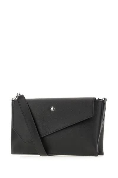 Montblanc Leather Crossbody Bag Detachable Strap In Black