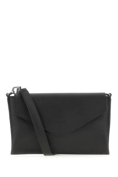 Montblanc Leather Crossbody Bag Detachable Strap In Black