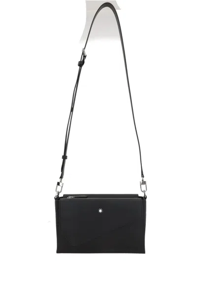 Montblanc Leather Crossbody Bag Detachable Strap In Black