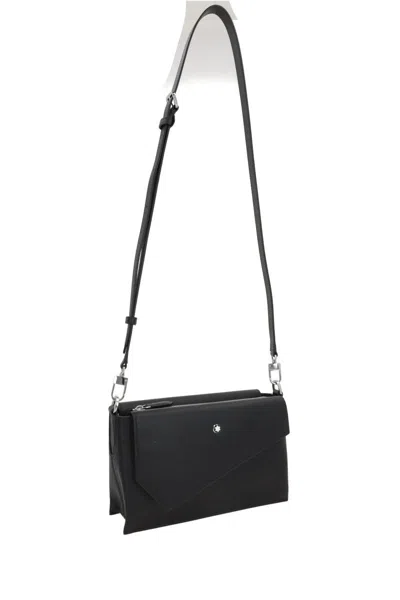 Montblanc Leather Crossbody Bag Detachable Strap In Black