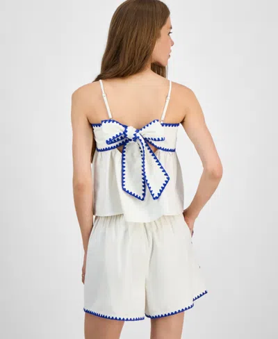 En Saison Donatella Cotton Linen Tank Top In White