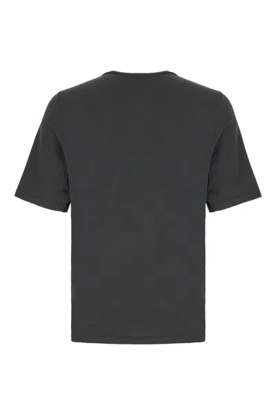 Saint Laurent Dark Grey T-shirt With Logo Lettering On The Front Tone-on-tone In Cotton Man In Animal Print