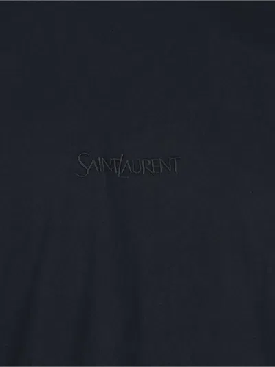 Saint Laurent Dark Grey T-shirt With Logo Lettering On The Front Tone-on-tone In Cotton Man In Animal Print