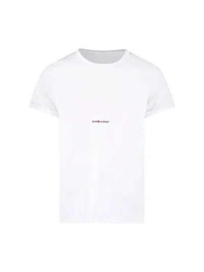 Saint Laurent Logo-print Cotton T-shirt In White
