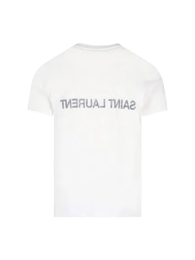 Saint Laurent Reverse Logo T-shirt 'naturel/noir' In White