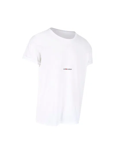 Saint Laurent Logo-print Cotton T-shirt In White
