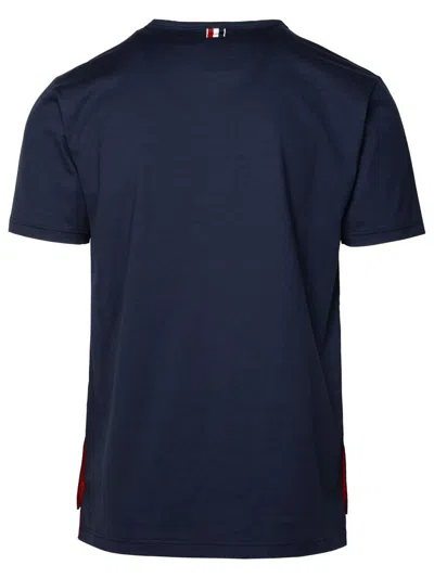 Thom Browne Maglietta In Jersey Di Peso Medio Con Tasca In Blue