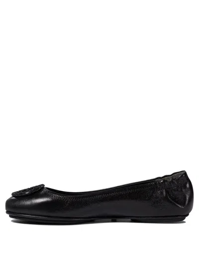 Tory Burch Logo-plaque Leather Ballerina Pumps In Black