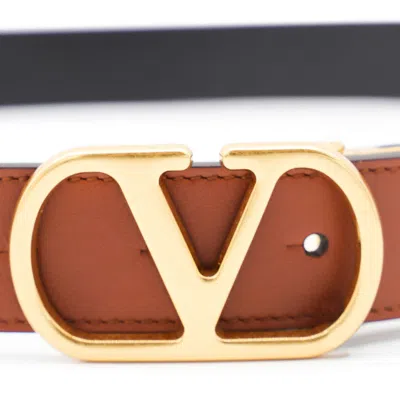 Valentino Garavani Brown Leather Vlogo Signature Reversible Belt