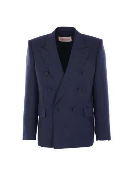 Valentino Wool Gabardine Jacket In Blue