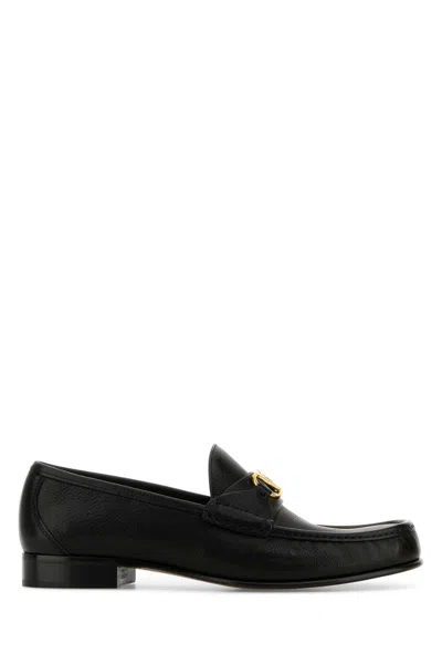 Valentino Garavani Men Black Leather Vlogo Loafers